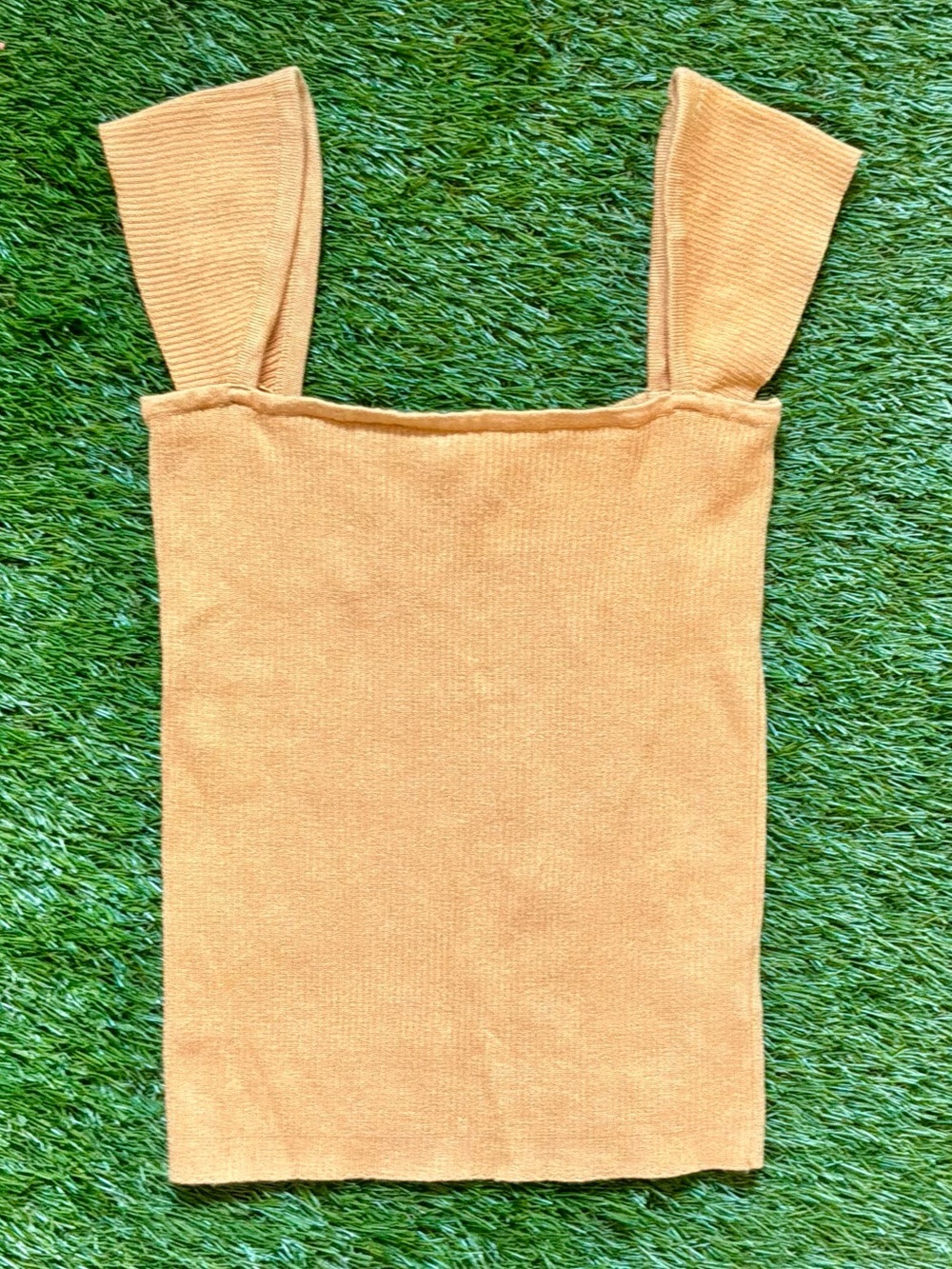 Garage Ribbed Knit Square Neck Tank Top XS